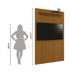 Painel Para Tv Até 55 Polegadas Ripado Impressão 3D Egeo Com Prateleira 1,35m Cedro Edn — foto 5