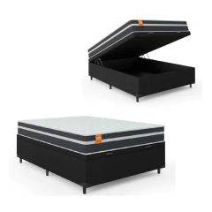 Cama Box Baú Casal Colchão Molas Qatar 138x188x63cm - Suporta até 200Kg Por Pessoa — foto 1
