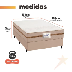 Cama Box Casal Colchão Gazin Molas Flora 138x188x58cm — foto 3