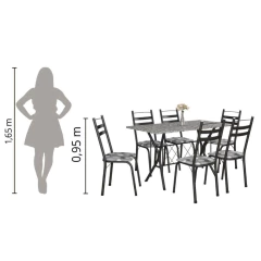 Conjunto De Mesa Itália New Com 6 Cadeiras 1,40m Artefamol Granito / Dark — foto 6
