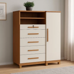 Cômoda com Sapateira e Cabideiro Multiuso 5 Gavetas 1 Porta Imperial Zanzini — foto 12