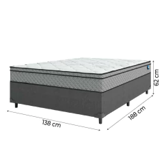 Cama Box Casal Colchão Molas Ensacadas Mirage 138x188x62cm Cinza/Branco Umaflex - Suporta até 120kg — foto 3