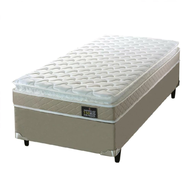 Cama Box Solteiro Colchão D45 com Pillow Top Hellen Strong 88x188x62cm Bege