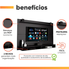 Painel Para TV Até 65 Polegadas Com Prateleira 1,80m Max — foto 4