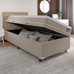 Cama Box Baú Solteiro Colchão D33 Pillow Top Millenium 88x188x57cm Bege Suporta até 100kg por pessoa — foto 2
