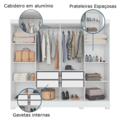 Guarda Roupas Casal com Espelho 8 Portas 4 Gavetas Diplomata Moval — foto 4