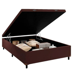 Cama Box Baú Casal Colchão de Espuma D33 Semi Ortopédico Extra Firme Orthotec Marrom 138x188x71cm — foto 4