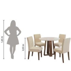 Conjunto de Mesa Sala de Jantar Redonda Athenas 4 Cadeiras Cedro / Off White / Areia Dobuê — foto 6