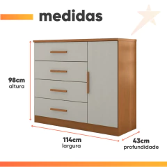 Cômoda Sapateira 4 Gavetas 1 Porta Genova Plus Zanzini — foto 3