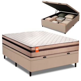 Cama Box Baú Casal Molas Ensacadas Bali 138x188x63cm