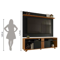 Rack Bancada com Painel para TV até 70 Polegadas 1,80m Freijó / Preto Notável — foto 5
