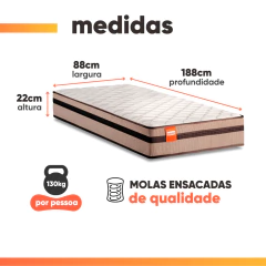 Cama Box Solteiro Molas Ensacadas Bali 88x188x60cm — foto 4