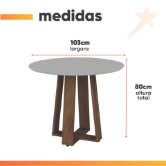 Conjunto de Mesa Sala de Jantar Athenas Redonda 1,03m 4 Cadeiras Trieste Cedro — foto 3
