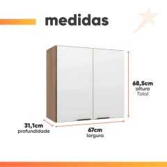 Armário de Cozinha e Lavanderia Com 2 Portas Duplo Aéreo Módulo Suspenso Paris Batrol — foto 3