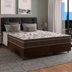 Cama Box Casal Queen Colchão Espuma Orthoface Polar 158x198x63cm Marrom - Suporta Até 120kg Por Pess — foto 2