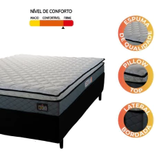 Cama Box Casal Colchão Espuma D45 Pillow Top Strong 138x188x62cm Hellen - Suporta até 150 por Pessoa — foto 5