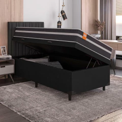 Cama Box Solteiro Baú Colchão Molas Qatar 88x188x63cm - Suporta até 200Kg — foto 3
