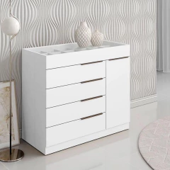 Cômoda 5 Gavetas Com Porta Joias Organizador Tampo De Vidro Sevilha Aramóveis — foto 2