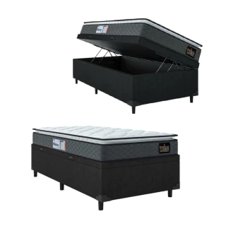 Cama Box Baú Solteiro Colchão Espuma D33 Pillow Top Millenium 88x188x60cm Hellen