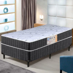 Cama Box Solteiro Conjugado Granada Umaflex Preto / Branco Flor — foto 2