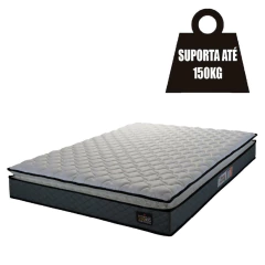 Cama Box Baú Casal Colchão Espuma D45 Pillow Top Strong 138x188x65cm Cinza/Preto Hellen - Suporta at — foto 6