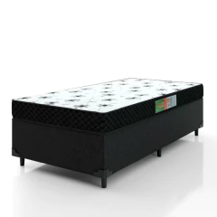 Cama Box Solteiro Colchão Espuma 88x188x50cm Polar Branco / Preto — foto 1