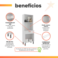 Armário de Cozinha Paneleiro 4 Portas 1 Gaveta Balli Branco — foto 4