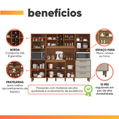 Armário De Cozinha Completa Com Adega 8 Portas 3 Gavetas Apollo Madeirado / Areia Zanzini — foto 5