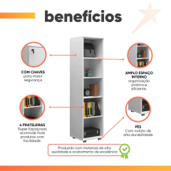Armário Multiuso Para Escritório Com Chave e Rodízios 1 Porta Lune J&A — foto 4