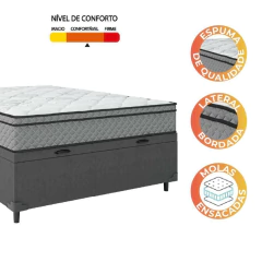 Cama Box Baú Casal Colchão Molas Ensacadas Mirage 138x188x65cm Cinza/Branco Umaflex - Suporta até 12 — foto 6