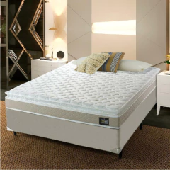 Cama Box Casal Colchão D45 com Pillow Top Hellen Strong 138x188x62cm Bege - Suporta até 150kg — foto 2