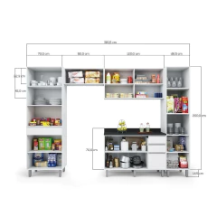 Armário De Cozinha Completa Top Class 5 Peças Com 10 Portas Branco — foto 6