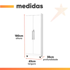 Armário Multiuso Lavanderia Com Chave 2 Portas 1,80m Texas J&A — foto 3