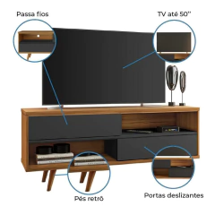 Rack Bancada Para TV até 50 Polegadas NT1180 Notável Preto / Freijó Trend — foto 4