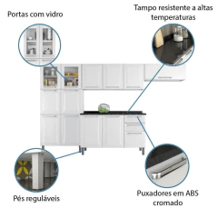 Armário Cozinha Completa Itatiaia Tarsila de Aço 13 Portas 2 Gavetas Branco — foto 4