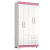 Guarda Roupas Solteiro Juvenil 4 Portas 2 Gavetas Malta Branco / Rosa Notável - comprar online