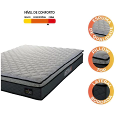 Colchão Casal Espuma D45 Pillow Top Strong 138x188x24cm Cinza/Branco Hellen — foto 3