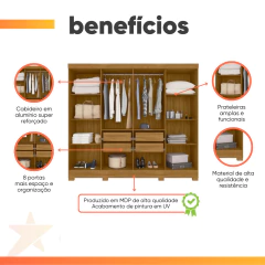 Guarda Roupas Casal 8 Portas 4 Gavetas Diplomata Moval — foto 4
