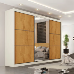 Guarda Roupas Casal 3 Portas de Correr Com Espelho 100% MDF Flex 6 Gavetas Argel — foto 2