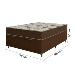 Cama Box Baú Casal Colchão Espuma D33 Marquês 138x188x60cm Marrom Umaflex - Suporta até 90kg por Pes — foto 4