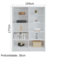 Estante Livreiro Multiuso Mirage 8 Prateleiras 1,77m Branco Viero — foto 3