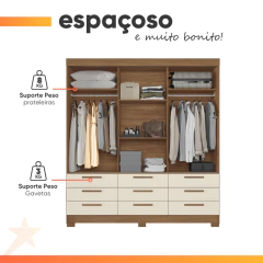 Guarda Roupas Casal 3 Portas 9 Gavetas Uraí Andirá — foto 6