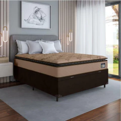 Cama Box Baú Casal Colchão Espuma D33 Pillow Top Van Gogh 138x188x70cm Marrom Hellen - Suporta até 1 — foto 2