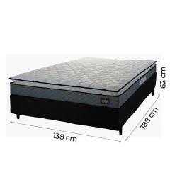 Cama Box Casal Colchão Espuma D45 Pillow Top Strong 138x188x62cm Hellen - Suporta até 150 por Pessoa — foto 3