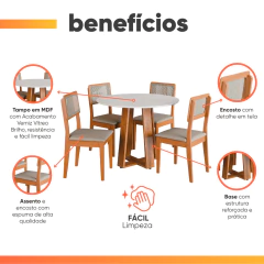 Conjunto Sala de Jantar Mesa Athenas Redonda 4 Cadeiras Santiago Dobuê — foto 10