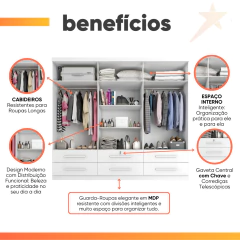 Guarda Roupas Casal 6 Portas 6 Gavetas Maximus Zanzini — foto 9