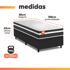 Cama Box Baú Solteiro Molas Ensacadas Bali 88x188x63cm — foto 10