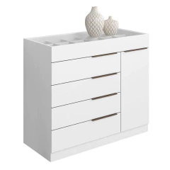 Cômoda 5 Gavetas Com Porta Joias Organizador Tampo De Vidro Sevilha Aramóveis — foto 1
