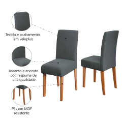 Conjunto 2 Cadeiras Estofada Sala de Jantar Trieste Dobuê — foto 7