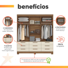 Guarda Roupas Casal 3 Portas 9 Gavetas Uraí Andirá — foto 4